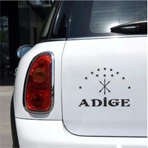 Adige Çerkez Bayrağı Araç, Araba, Oto, Motorsiklet, Kask, Laptop, Cam Sticker 20x15 Cm