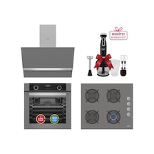 Simfer 10 Fonksiyon Airfry Gri 3'lü Ankastre Set (8217 Fırın + 3538 Ocak + 8740 Davlumbaz)