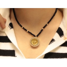 Yarım Reşat Baskı Altınlı Çerçeveli Kolye Rb007 Sarı Sarı Altın