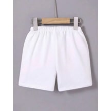 Baskılı Kadın Rahat Kullanım Beyaz Beli Lastikli Mini Şort