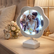 Storebaskı Led Işıklı Sihirli Papatya Ayna Kişiye Özel Fotoğraflı Beyaz