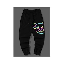 Tarzsokak Reflective Cartoon Graphic Drawstring Waist Pants Siyah