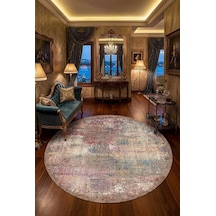 Frenda Home Venüs Modern Pamuk Taban Yıkanabilir Yuvarlak Halı Kahve