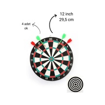 12 İnç Dart Tahtası Mini Boy Çift Taraflı Dart Oyun Seti 4 Oklu