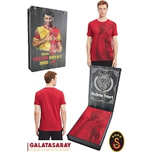 Galatasaray Lisanslı Aslan Baskılı T-shirt Metin Oktay Baskılı Ahşap Kutulu 105 Kırmızı
