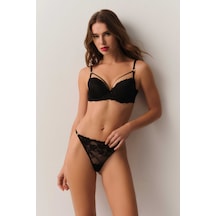 Suwen Ophelia Simli Dantelli Detaylı String Külot St4456602d012 Siyah