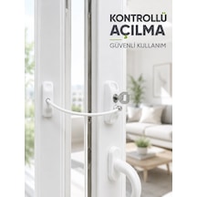 Mey İthalat Beyaz Kablolu Pencere Kilidi Anahtarlı Güvenlik Sistemi Çocuk Koruma Aparatı