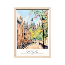 Oxford Uk Travel Poster Ahşap Çerçeveli Dekoratif Duvar Tablosu Ahşap 01