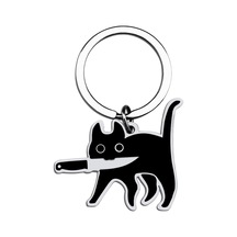 Geekyou Siyah Bıçaklı Kedi Anahtarlık - Unisex Dekoratif Hediye, Evcil Hayvan Motifli Anahtar Takımı