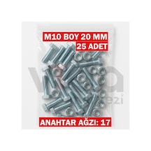 M10x20 Altı Köşe Cıvata + Somun Takımı Çinko Kaplı 25 Adet Takım 1