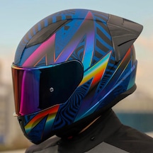 Ls2 Rapid 2 Optik Full Face Motosiklet Kaskı Şeffaf + Gökkuşağı Vizörlü Mavi - Mor