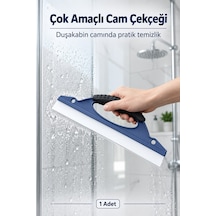 Cam Çekçeği Duşakabin Ayna Araç Camı Sıyırıcı Fayans Temizleme Aparatı Lacivert