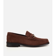Hotiç Erkek Süet Deri Kahverengi Toka Detaylı Klasik Loafer