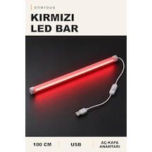 Onerous 100 Cm Kırmızı Led Bar, Anahtarlı, Usb, Yapışkanlı
