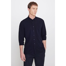 Altınyıldız Classıcs Erkek Sıyah Tailored Slim Fit Dar Kesim Düğmeli Yaka Gofre Desenli Travel Gömlek Siyah