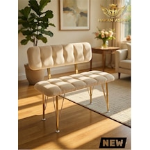 By Hakan Aşkın Metal Ayaklı Mdf 38x89 Cm Eco Sırtlı New Puf & Bench Bank Babyface Cream Krem Cream