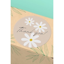 Thank You Papatyalı Kraft Sticker 3x3cm St2283 Çok Renkli