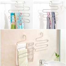 Dolap Içi 5 Katlı Pantolon Eşarp Şal Askısı Akıllı Askı Metal 35 X 50 Gümüş Diğer