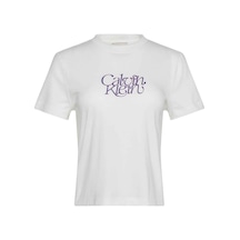 Calvin Klein Ss Fitted Script Beyaz Kadın T-shirt-11117 Beyaz
