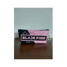 Kpop - Blackpink Logo Siyah Pembe Desenli Tasarım Kalemlik - Makyaj Çantası Diğer