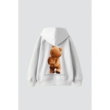 Bear Sırt Baskılı Oversize Unisex Beyaz Beyaz Bear Sırt Baskılı Oversize Unisex Beyaz Beyaz