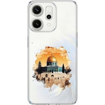 Oppo Reno 14 5g Uyumlu Mescid-i Aksa Tasarımlı Baskılı Silikon Kılıf Renkli