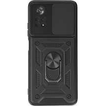 Newface Xiaomi Poco X4 Pro 5g Kılıf Pars Lens Yüzüklü Silikon - Siyah