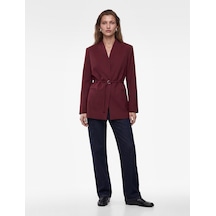Koton Kemerli Kruvaze Yaka Uzun Kollu Blazer Ceket Bordo 7wak50012pw