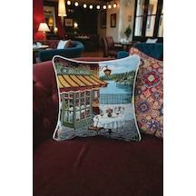 Kırlent Kılıfı Goblen Dokuma Kumaş - 45x45cm Çift Taraflı Biyeli Dekoratif Kırlent Kılıfı - Vs-274 Çok Renkli