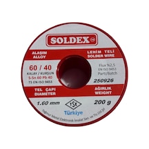 Soldex 1.60 Mm 200 G Lehim Teli 60/40 Kalay Kurşun Flux %2.5