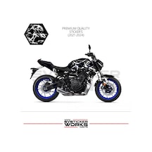 Mt-07 2021-2024 Kaplama Sticker Şimşek Yıldırım Motor Kaplama Modeli Hazır Kit 2021-2024 Uyumlu Beyaz