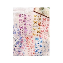 Kolbi Craft 6 Sayfa 120 Adet Şeffaf Kelebek Sticker Bullet Journal Scrapbook Laptop Ajanda Planlayıcı Abanoz