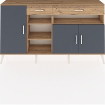 Arges Konsol 5 Raflı 2 Çekmeceli 3 Kapaklı 176x30x99 Çam-antrasit/çam Antrasıt/atlas Çam - Atlas Çam