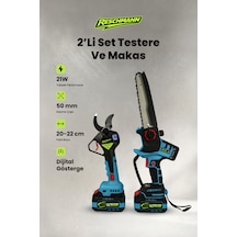 R-9908-9108 2'li Set Şarjlı Testere Ve Budama Makası 21v - 3.0 Ah - Dijital Göstergeli