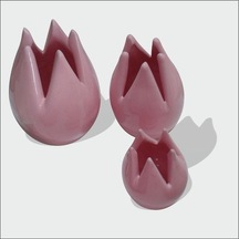 Seramik Pembe Laleler Kartvizitlik Set Biblo 18Cm - 15Cm - 8Cm