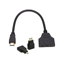 Hdmı - Çift Hdmı Anahtarı Uzatma Adaptör Kablosu