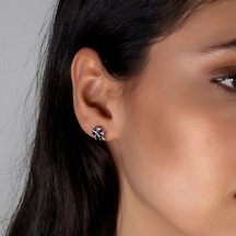 Bymoreelsesilver Mistik Topaz Taşlı Gümüş Yonca Küpe