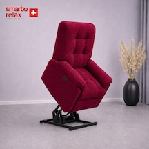 Smarto Relax Porto Liftli Çift Motorlu Elektrikli Ayağa Kalkma Destekli Polyester Hasta Ve Baba Tv Koltuğu Bordo