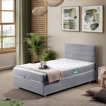 Sofia Tek Kişilik Baza Başlık Comfort Yatak Seti Açık Gri 90 x 200