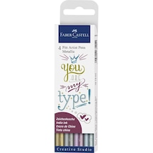 Faber-Castell Pitt Artist Pen Kaligrafi Seti Metalik 4Lü