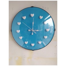 Mavi Beyaz Kalpli Mutfak Çocuk Odası Ofis Salon Duvar Saati 35 cm