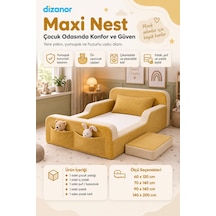 Dizanor Yeni Nesil Maxi Nest %100 Sünger Ve Yıkanabilir Fermuarlı Kumaşa Sahip Bebek, Çocuk Ve Genç Montessori Karyola Baza Ve Başlık Yatağı Seti