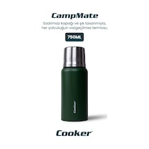 Cooker 750 Ml Çift Kat Paslanmaz Çelik Termos - 24 Saat Sıcak 48 Saat Soğuk Kamp, Outdoor, Piknik, Ofis, Otel, Kafe, Okul, Seyahat Ckr2106 Yeşil
