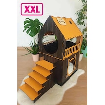 Ahşap Büyük Teraslı Kedi Evi 2XL