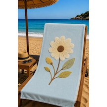 Plaj Havlusu Ss-26 Koleksiyonu Premium Özel Tasarım Hızlı Kuruyan Mikrofiber Havlu 75x150 Cm Mavi