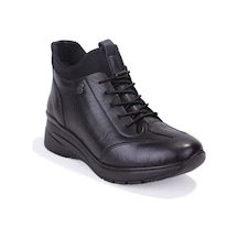 Dagoster Dza07-13091535 Siyah Ortopedik Günlük Düz Topuk Deri Kadın Bot Siyah