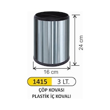 Ofis Tipi Çöp Kovası 3 Litre Paslanmaz(Kovalı) Çelik