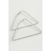 Üçgen Halka Küpe 6 Cm - Gümüş Rengi 38035252