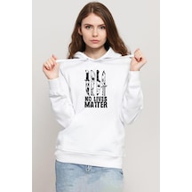 Horror Knifes No Live Matter Beyaz Kadın 3ip Kapşonlu Sweatshirt 001