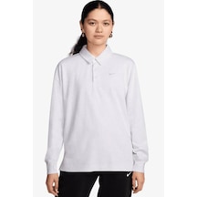Nike Essential Oversized Ls Polo Women's Sweatshirt Kadın Oversize Polo Yaka Sweatshirt Kırık Beyaz Kırık Beyaz